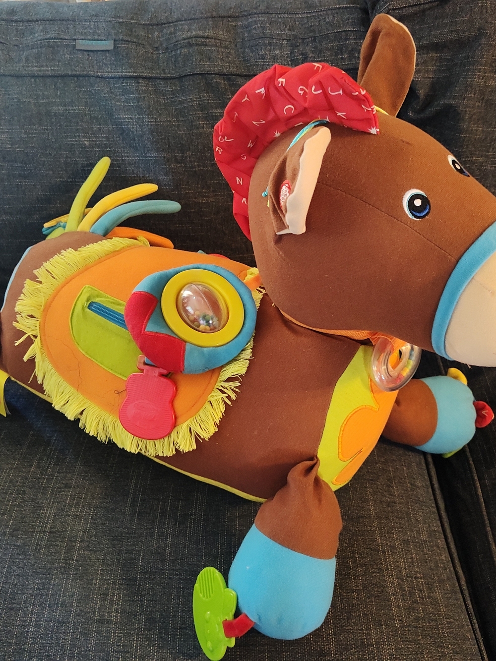 Fisher Price Colorful Activity Plush Pony Toy - Brown & Multicolor